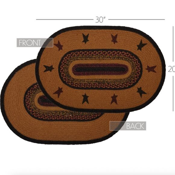 Farmhouse Star Jute Braided Oval Rug Stenciled Autumn Fall Decor Floor Mat - Picture 7 of 7